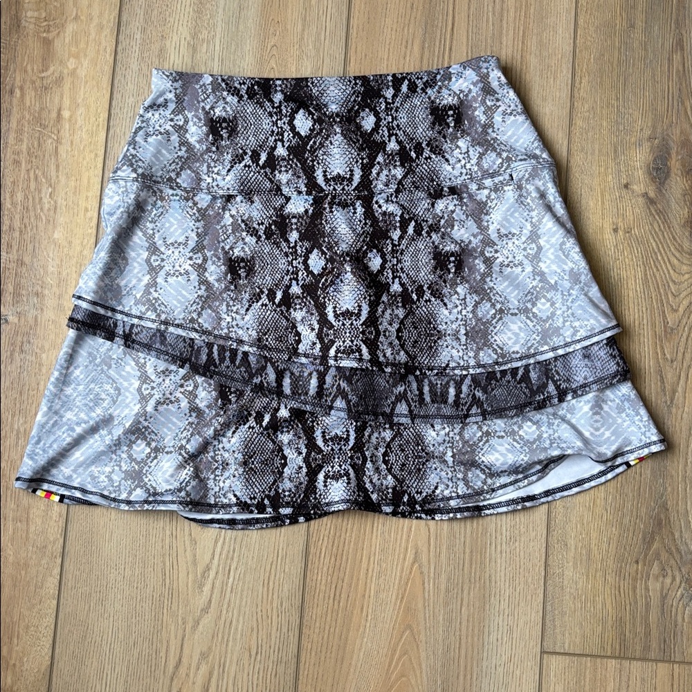 Lucky in Love Snake Print Layered Tennis Skort with Yellow & Red Stripe - Picture 7 of 9